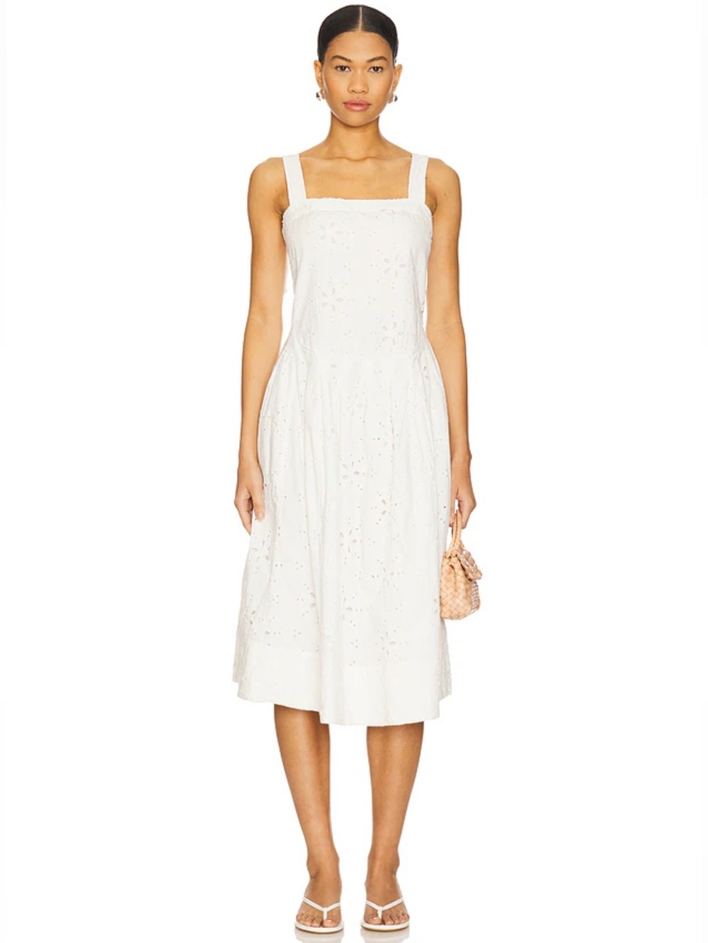 Free People Primavera Cotton Eyelet Midi Dress in White Women’s Size Small NWT